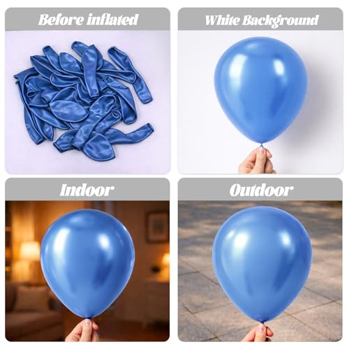 Image of Voircoloria 130pcs Metallic Blue Balloons Different Sizes 18 inch 12 inch 10 inch 5 inch Chrome Blue Latex Balloon Garland Arch Kit for Birthday Baby Shower Graduation Wedding Gender Reveal Party Decorations