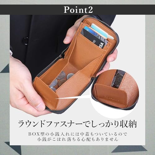レガーレ 小銭入れ ガバッと開いて何でも入る カーボンレザー ラウンドファスナー コインケース の商品画像 3