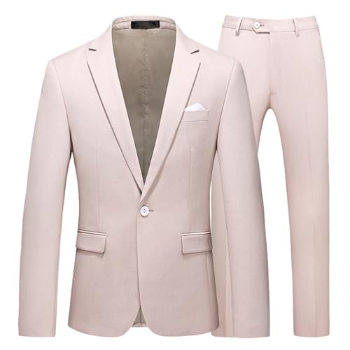 Generisch 2025 Traje de hombre Slim de 2 piezas de negocios boda fiesta abrigo y pantalón invierno, beige, XXL