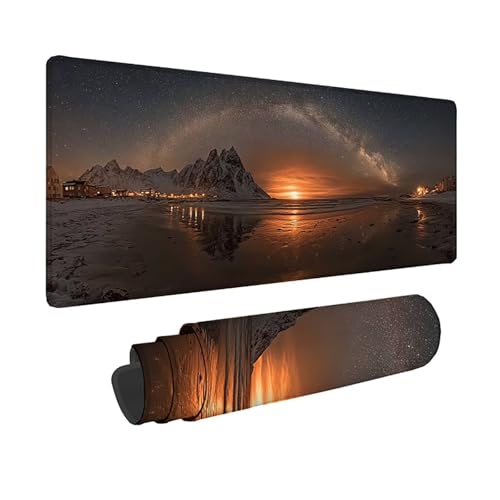 Tapis de souris ciel étoilé 80x40 cm pour aménager un espace PC chaleureux