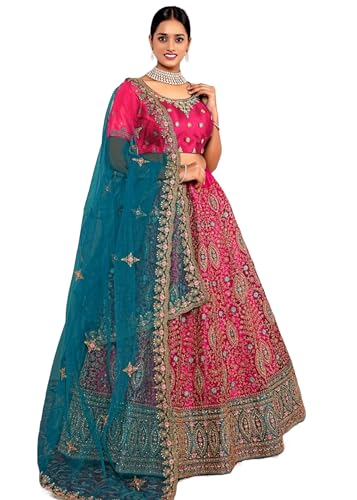 Lehenga Choli 6866 costume indien traditionnel de mariée avec broderies en pierre en taille M