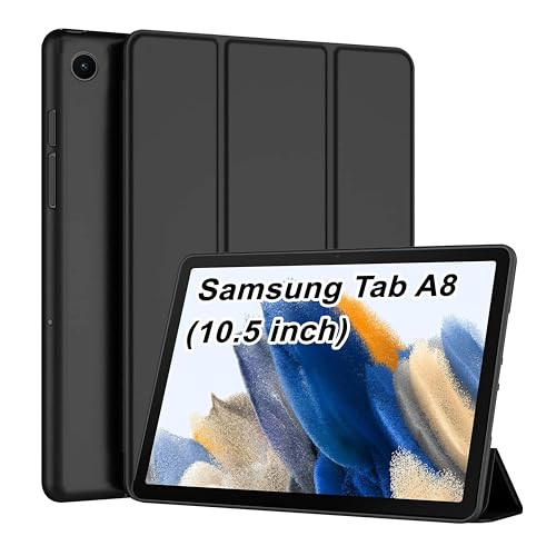 Image of CEDO Tri-Fold for Samsung Tab A8 (10.5 in) Smart Case Flip Cover with Multi Viewing Angles Stand | Leather Finish | Heat Dissipation | TPU Backcover (Black)