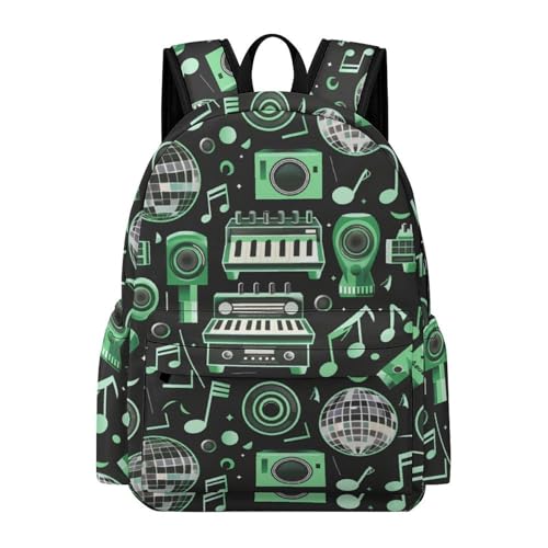 Music Club Dj Icons Funny Backpack Daily Casual Daypack Travel Mini Bag with Adjustable Strap Style-19