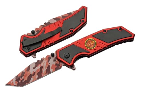Red Camo Firefighters Pocket Knife