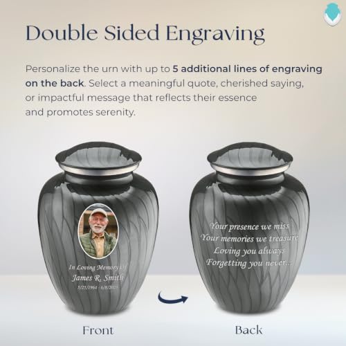 Image of Geturns - Adult Cremation Urns for Human Ashes I Large Photo Funeral Urn for Men and Women I 200 lbs (Pearl Silver)