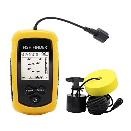 RICANK Portable Fish Finder, Water Handheld Fish Detector Device Ice Kayak Fishfinder Shore Boat Fishing Depth Finders with Sonar Sensor Transducer and LCD Display Wired Gear Fish Depth Finder