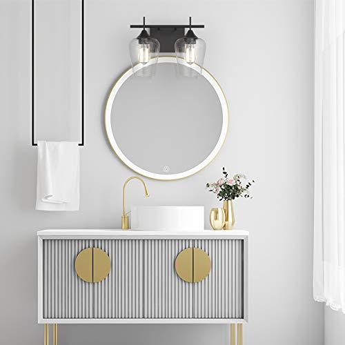 Image of Tangkula 2-Light Wall Sconce, Industrial Vanity Light Fixture with Clear Seeded Glass Lampshade, Bathroom Vanity Light Wall Mounted Sconces Over Mirror for Bathroom Makeup Dressing Table