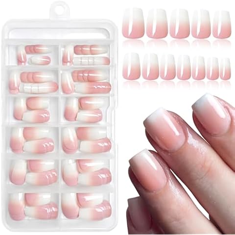 Lifextol 120PC Ombre Coffin Press on Nails Short Fake Nails Press ons Glue on Nails with Glue&Adhesive Tab, 12 Sizes Acrylic Nails Press on Nails Coffin False Nail Tips Stick on Artificial Fingernails Cover