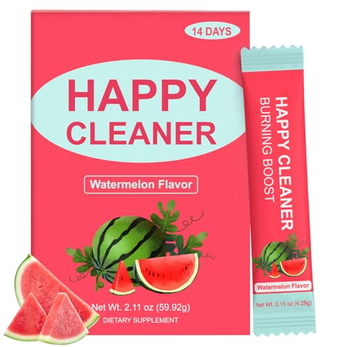 Happy Cleaner Probiotic Prebiotic Powder - Watermelon Flavor Powder (14 Single-Serve Packets) with Fruits and Veggies, Sugar Free, Vegan, Gluten Free for Men and Women