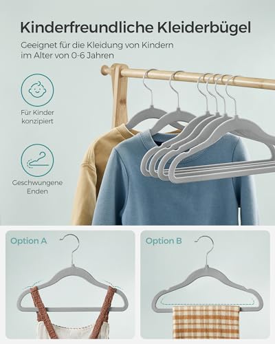 SONGMICS 50er Set Kinderkleiderbügel, Samt, platzsparend, rutschfest – Ansicht 6