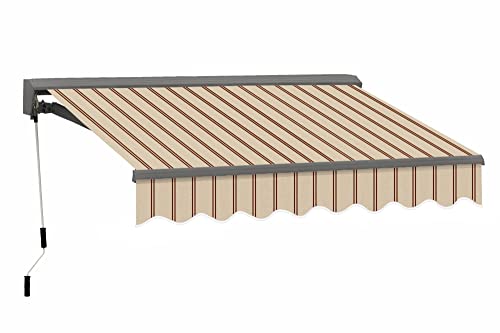 ADVANING 13'X10' Motorized Patio Retractable Awning | Classic Series | Premium Quality, 100% Acrylic UV Sun Shade Awning, Color: Natural Beige Stripes, EA1310-A332H ADVANING 13'X10' Motorized Patio Retractable Awning | Classic Series | Premium Quality, 100% Acrylic UV Sun Shade Awning, Color: Natural Beige Stripes, EA1310-A332H