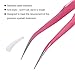Hotop 2 Pieces Straight and Curved Tip Tweezers Eyelash Extension Tweezers, Stainless Steel False Lash Application Tools (Pink)