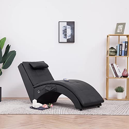 Homgoday Canapé de massage avec oreiller en cuir synthétique noir