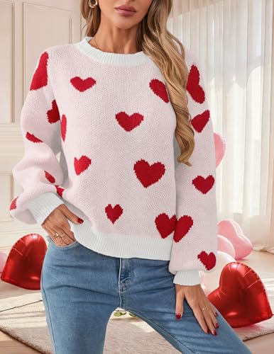 Image of Libsorge Womens Valentine Heart Sweater 2026 Valentines Day Trendy Cute Oversized Long Sleeve Pullover Sweaters