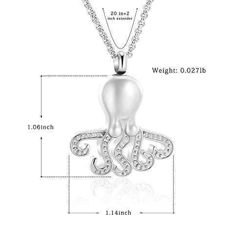 Hearbeingt Octopus Cremation Jewelry Urn Necklace for Ashes, Keepsake Pendant Made of 316L Stainless Steel, with Free Filling Kit and Gift Box2