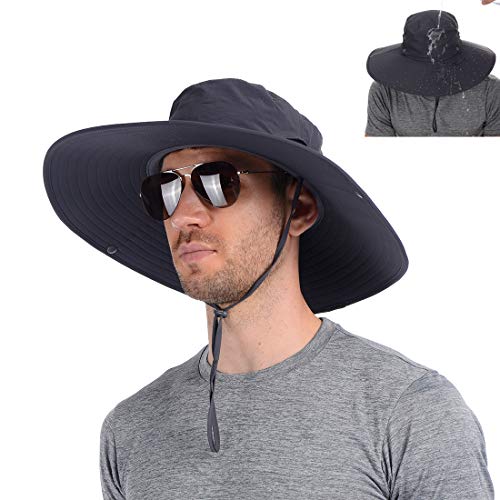 USHAKE Super Wide Brim Fishing Sun Hat Water Resistant Bucket Hat for Men