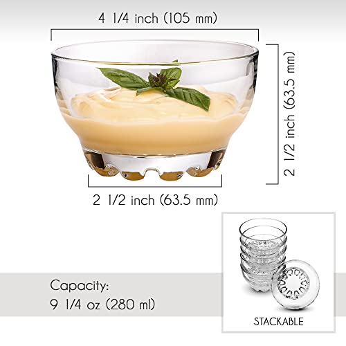 Glass Bowls Set For Kitchen Prep, Glass Bowls For Dessert, Snack, Fruit, Nuts Or Dip Bowls, Large 9.5 Ounce Capacity, Set Of 6, Premium Quality Clear Glass #TOP5