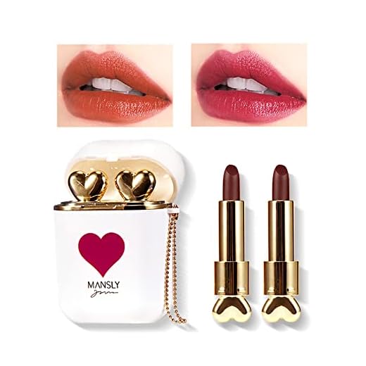 LAMUSELAND Matte Lipstick Makeup Set, 2Pc/Set Waterproof Long Lasting Velvet Moisturizing lip stain Earphone Dual-color Lip Gloss Primer, Non-stick Cup Lip Make Up Gift Kit for Girls (Gold)