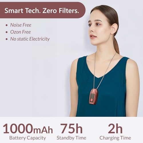 Image of GRIVAK Wearable Air Purifier I Portable Personal Air Cleaner | 75H Battery Life,2H Fast Charge| Noise-Free| For Travel, Flights, Gym, Car, Home, Office| Protects from Airborne Germs,Dust &Pollutants