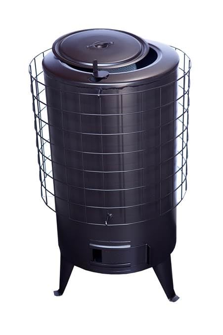 Estufa De Leña Redonda, Temperatura de los humos: 305ºc, Potencia 8.8 Kw Para Calentar Una Superficie De 50 M², Estufa Grande Chapa Para Leña, Estufa De Leña, Estufa De Carbon y Leña (Negro)