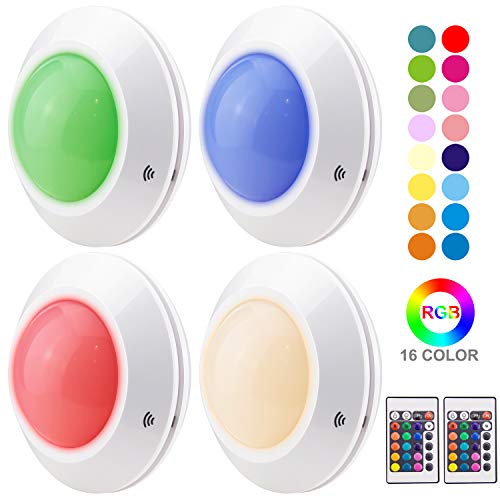 HONWELL Tap Light 16 Color Changing Puck Lights Remote Controlled Touch Lights Wireless