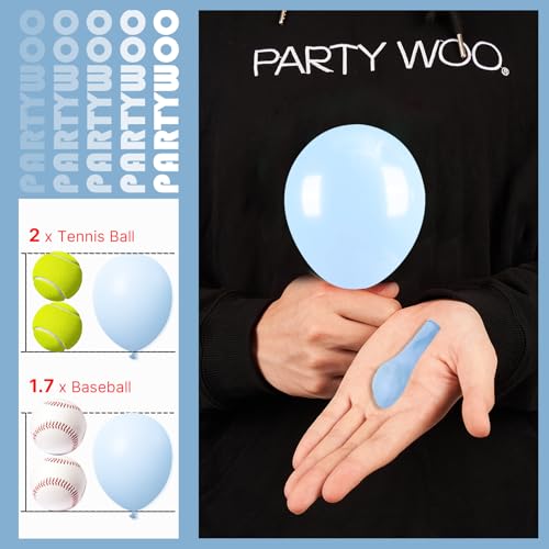 Image of PartyWoo Baby Blue Balloons 50pcs 5 Inch Small Mini Light Pastel Sky Aqua Blue Balloons for Graduation Baby Shower Gender Reveal Weddings Easter Birthday Bachelorette Party Decorations Blue-Q13