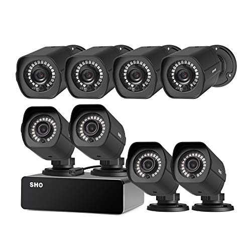 SHO 8 Pack Full HD 1080P Outdoor sPoE Security Camera w/8CH sPoE Repeater for Power & Data Transmission, Remote Monitoring,Free 6-Month Cloud Service for Recording(Activation Code: FISH2C08)
