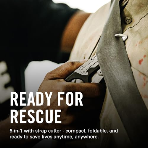 Image of LEATHERMAN, Raptor Rescue, 6-in-1 Heavy-Duty Emergency /Trauma Shears with Carbide Glass Breaker & Strap Cutter, Made in the USA, Utility Holster Included, Black-Orange, With Utility Holster