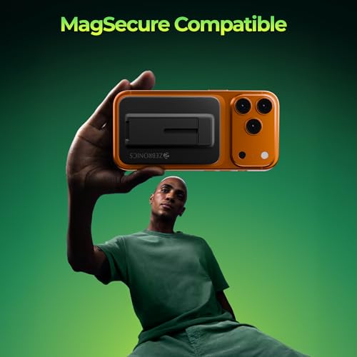 Image of Zebronics 10000mAh MagSecure Compatible Powerbank, 15W Wireless Charging, 22.5W Rapid Charging, Type-C PD Input & Output, Built-in Stand, LED Indicator, Multi-Protection (EnergiSafe 10R5, Black)