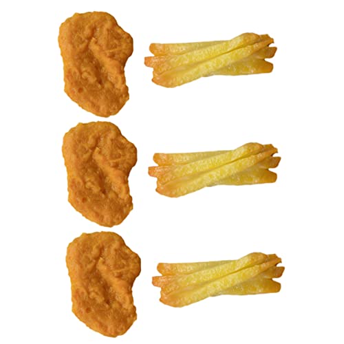 Milisten Gefälschtes Hühnchen Nuggets Und Pommes Frites Lebensmittelmodell Aus Geruchsneutralem PVC Realistische Fast Food Dekoration Für Kinder Und Küchen Display 6 Stück