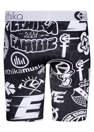 Ethika Men’s Boxer Brief, Knee Length, 4-Way Stretch Performance Underwear with Graphic Prints – Cartoon3