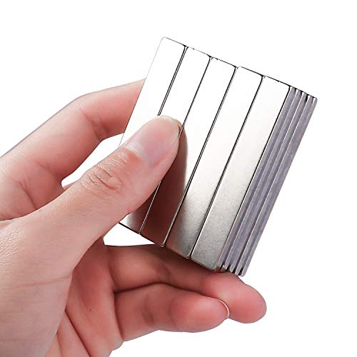 Image of MIKEDE Strong Neodymium Magnets Rectangular Magnetic Small Powerful Rare Earth Magnet for Crafts Refrigerator Office Classroom Kitchen 60x10x3 mm Silver 25 Pack
