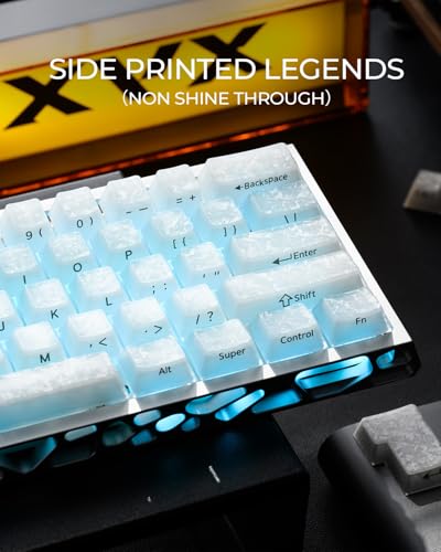 Image of GMKWTL XVX Frost Jelly Keycaps, Forged Carbon-Look Keyboard Keycaps, Cherry Profile Keycap Sets for Mechanical Keyboard with MX Switches(White)
