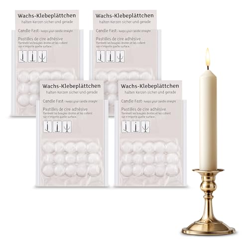 Wachsklebeplättchen 60er-Set – sichere Befestigung für Kerzen, wiederverwendbar und einfach anwendbar – verhindert Verrutschen auf allen Oberflächen – ideal für Advent, Hochzeit und Alltag