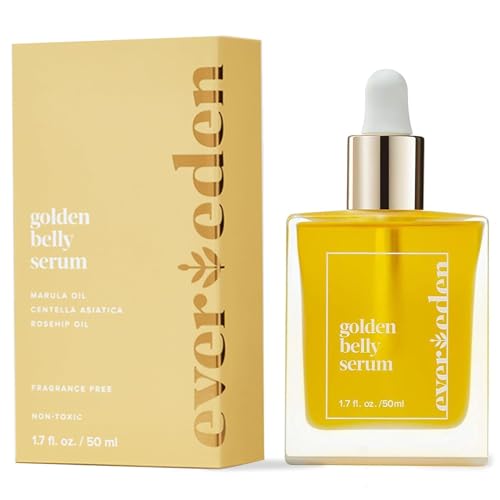 Evereden Golden Belly Serum, 1.7 fl oz. | Clean & Vegan Women’s Belly Oil for Pregnancy and Postpartum | Clean Maternity Skincare | Non-Toxic Stretch Mark Oil