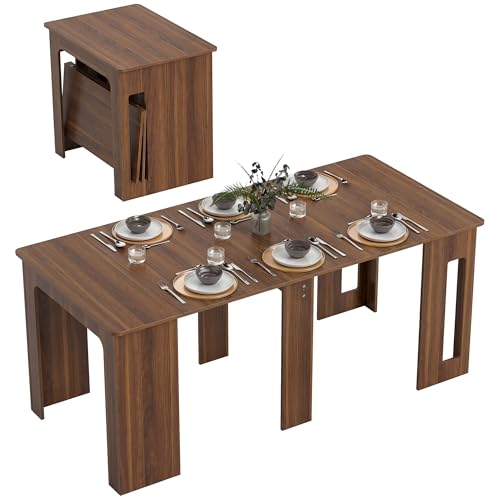 HOMCOM Esstisch, 60-180x85cm 3 Stufig Ausziehbar Küchentisch für bis 6 Personen, Modern Esszimmertisch, für Wohnzimmer, Esszimmer, Küche, Braun