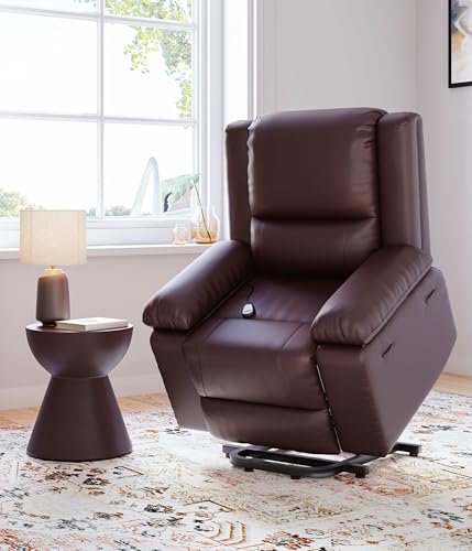 Image of GarveeHome Oversized Wide Power Lift Recliner Chair - Heat and Massage, Faux PU Leather, Adjustable Back and Legs, Electric Lift Chair Designed for The Elderly and People with Mobility impaired