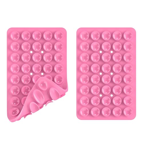 Image of Double Sided Silicone Suction Phone Holder Mount, Silicon Accessory for iPhone and Android, Hands-Free Mirror Shower Phone Holder, TikTok Videos and Selfies (Combo A)