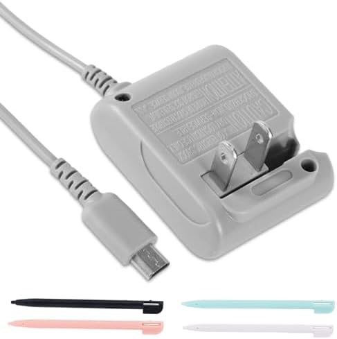 DS Lite Charger with 4 Stylus Pens, Foldable Plug Charger 100-240V AC Wall Adapter Power Cord Replacement Compatible with DS Lite Console - PlayStation