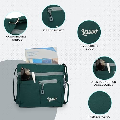 Image of Lasso Sling Bag For Women with Adjustable Strap Stylish Ladies Crossbody Polyester Sling Bag for Office, Causal, Travel & College | 5L Capacity & 5 Multiple Pockets (4 Zip & 1 Open Pocket)