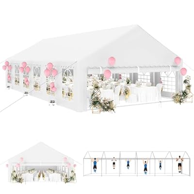 YITAHOME 20x40FT Party Tent Heavy Duty PVC Wedding Event Shelters White Upgraded Galvanized Ripple Canopy with Large Roof Removable Sidewalls & 4 Storage Bags 600D Oxford Commercial