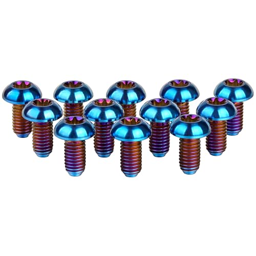 Image of 12Pcs Ti Titanium Bolts Torx M5x10 Bicycle Bike Disc Brake Cycle Rotor Screws Gr5 (Burnt Blue)