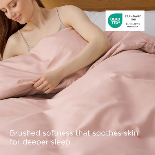 Image of Bedsure Duvet Cover Queen - Only Includes 1 Duvet Cover (90 inchx90 inch), Hotel Luxury Soft Double Brushed All Season Bedding for Kids & Adults, Zipper Closure, Blush Pink (No Comforter, No Pillow Shams)