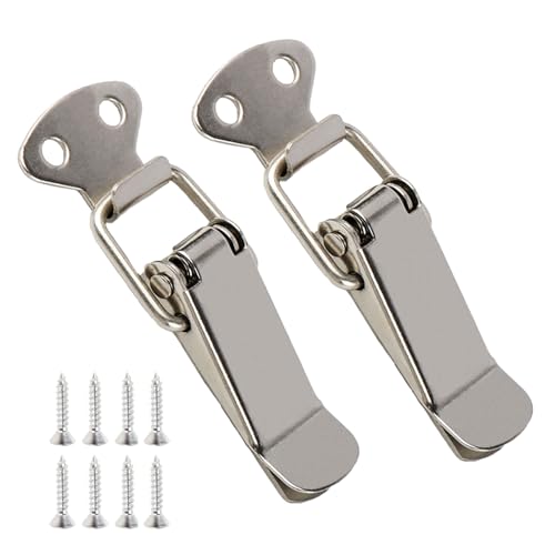 2 Stück Spannverschluss Edelstahl,Metall Schnappverschluss,Kistenverschluss,Klein Verriegelungn,Tischplattenverbinder,Verschluss,Federverschluss,Klappverschluss,für Türen,Camping,Schränke,Fenster