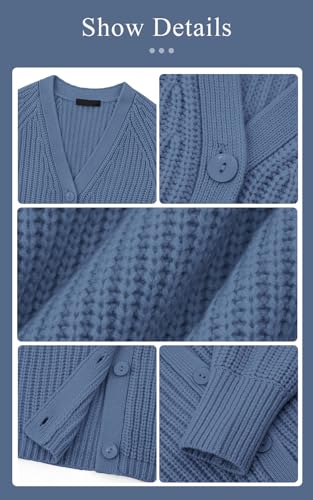 Image of PRETTYGARDEN Womens Sweaters 2025 Long Sleeve Open Front Chunky Cardigan Sweaters for Women Dressy Short Cardigans