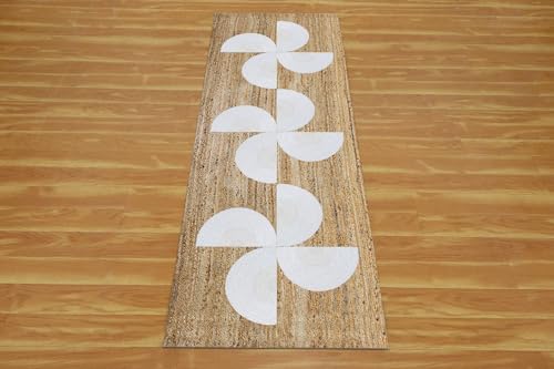 Tapis de couloir en jute pour entrée et escalier bohème beige Kilim - 5