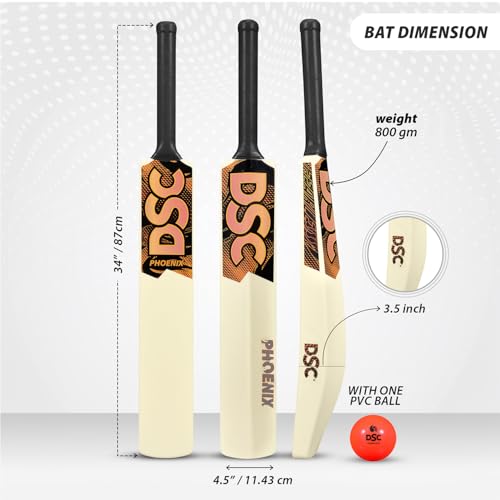 Image of DSC Phoenix Plastic Cricket Set - Ideal for Tennis and Gully /Turf Cricket Bat, Color - White, Size - Full