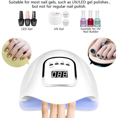 Image of THR3E STROKES Professional Intelligent LED Automatic Sensor LED UV Nail Dryer Nail Curing Nail Art Lamp Manicure Pedicure Tool Gel Based Nail Polish for All Kind of Nail Paints (150W X5)