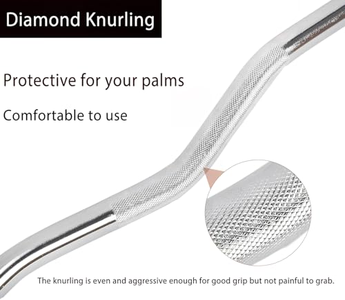 jxgzyy EZ Curl Bar Weight Bar Barbell Bar 47 Inches Weight Lifting Bar for 2 Inches Weight Plates, Non-Slip Hand Grip With 2 Spring Collars For Gym Home Exercises Squat and Deadlift Fitness - Image 5