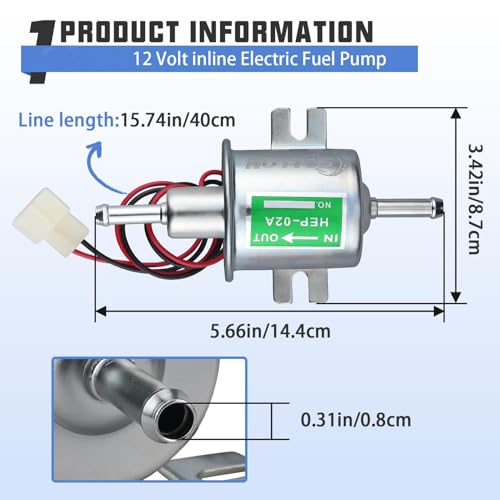 Image of Electric Fuel Pump 12V Universal Low Pressure 12 Volt Transfer Inline Fuel Pump for Lawn Mower Carburetor Motorcycle ATV Trucks Boats Gas Diesel Engine 3-6PSI HEP-02A